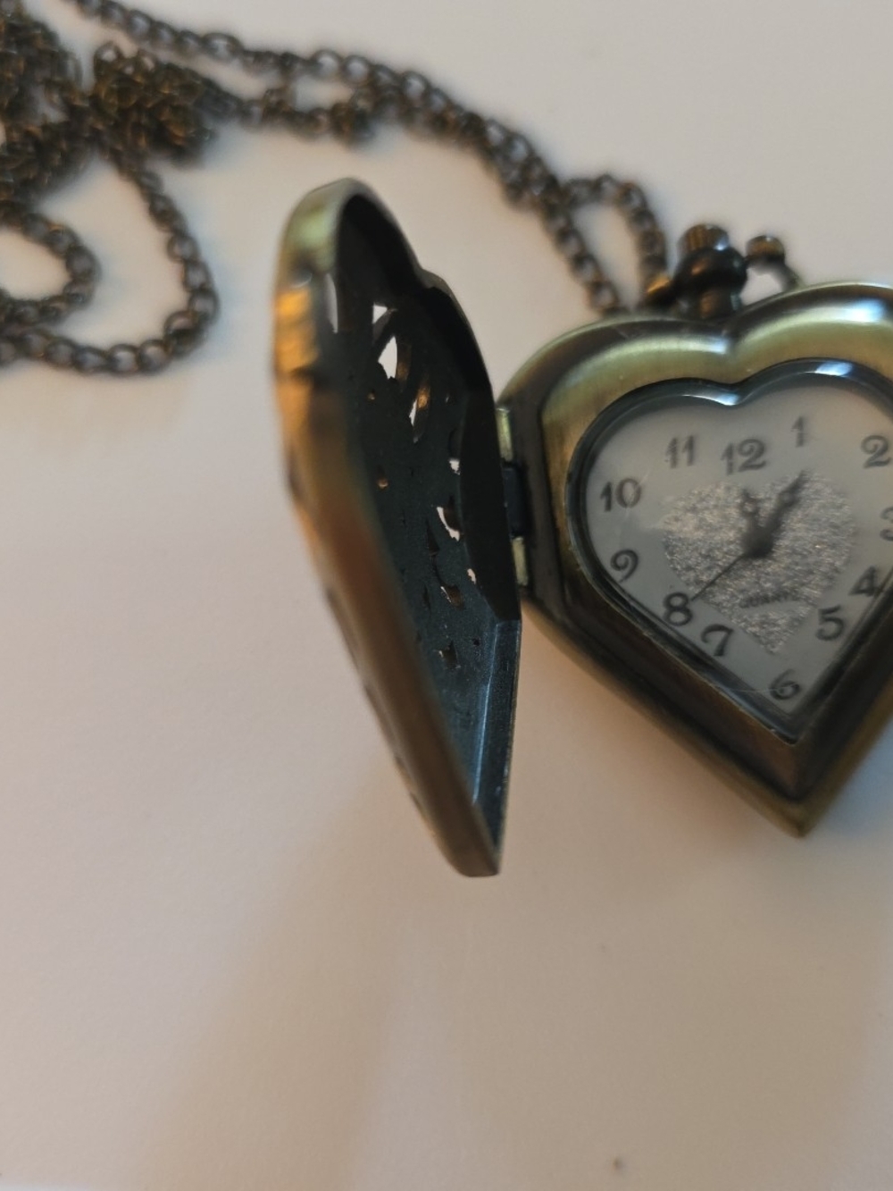 Antique-Style Heart Locket Necklace in Bronze Works### - Picture 2 of 9